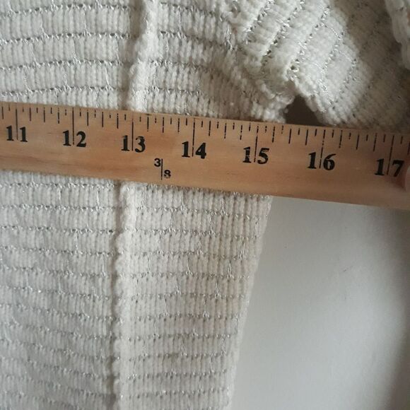 Anne Klein Sweater Blazer Women Small Off White Silver Metallic Zip - Picture 8 of 11